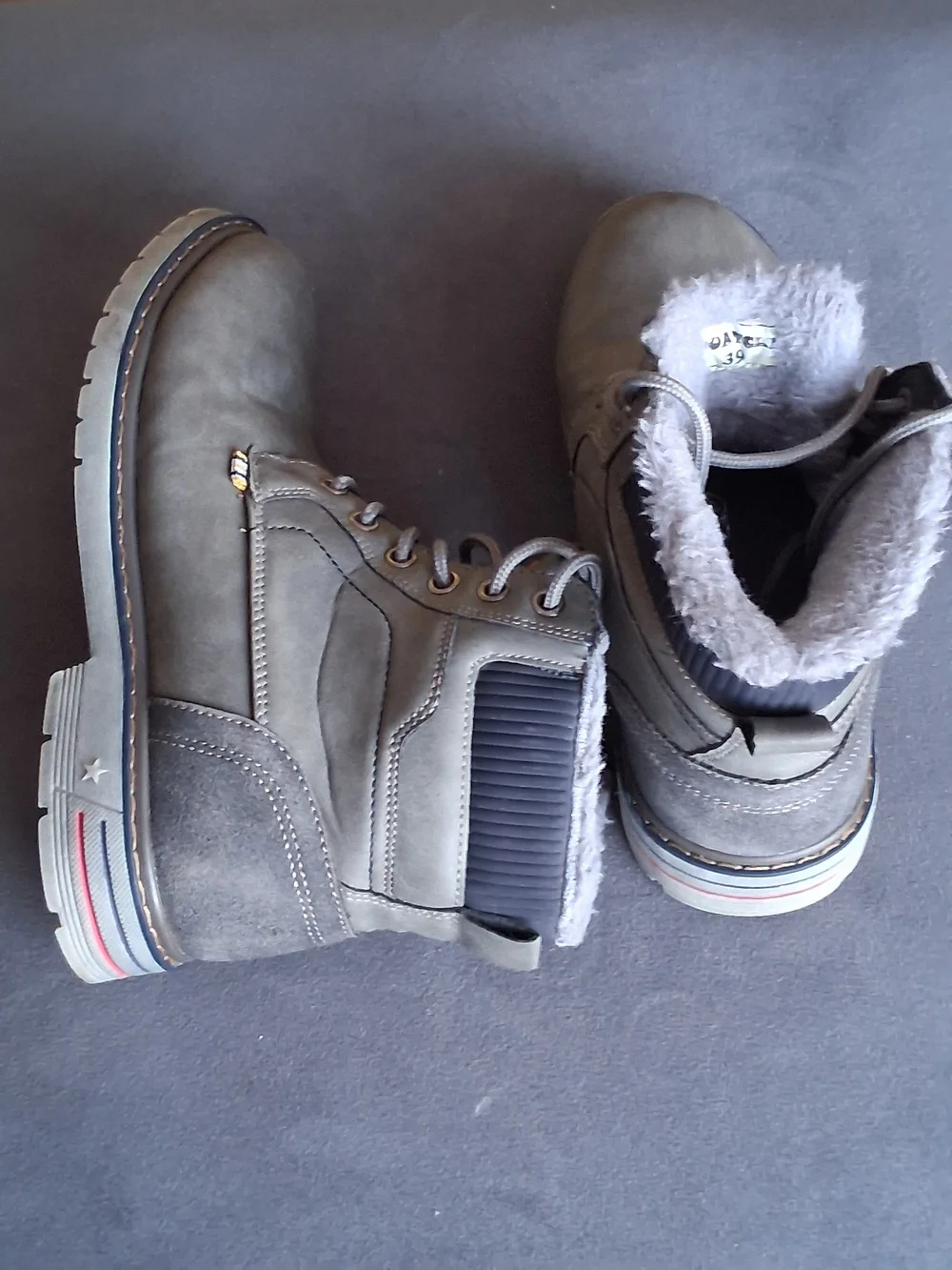 Men's Gray Lace-Up Insulated Work Boots